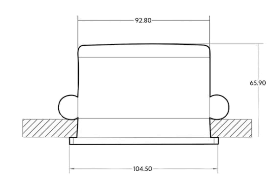 Luminaire diagram showing dimensions